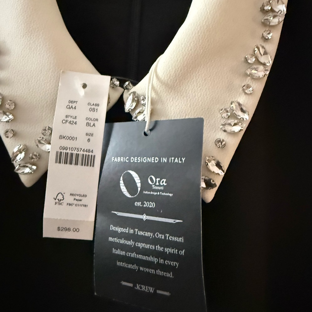 NWT J CREW Embellished collared shift dress in black stretch crepe size 6 - Picture 8 of 9